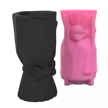 Формы для ваз для цветов с бантом, форма для цемента, силиконовый материал для ручного изготовления цветочных горшков для сочных растений