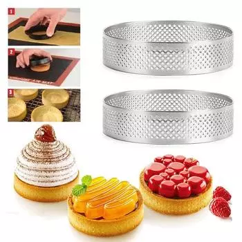 Формы для выпечки Инструмент для украшения десертов Форма для печенья Кольцо для тарта Кольцо для мусса Перфорированная круглая форма для торта Square
