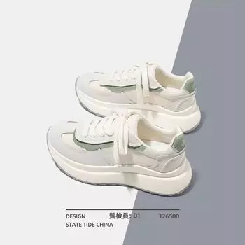 Forrest Gump dad shoes women s 2024 spring explosion breathable thick sole heightening versatile shoes high-end casual sports shoes 35 светло-зеленый