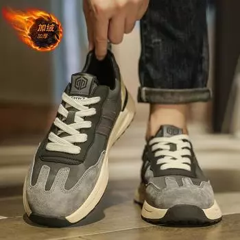 Forrest Gump men s shoes 2024 winter new velvet thickened casual cotton shoes youth men s shoes low-top student tide shoes 39