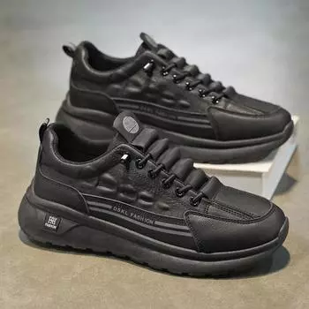 Forrest Gump men s shoes spring breathable casual shoes simple versatile leather sneakers black dad shoes soft sole student shoes 39