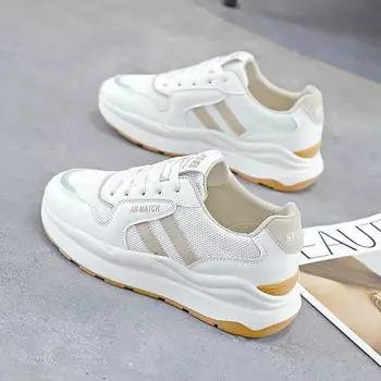 Forrest Gump shoes women s spring and autumn 2024 new breathable mesh women s shoes little white shoes popular versatile sports dad shoes spring 35 чёрный