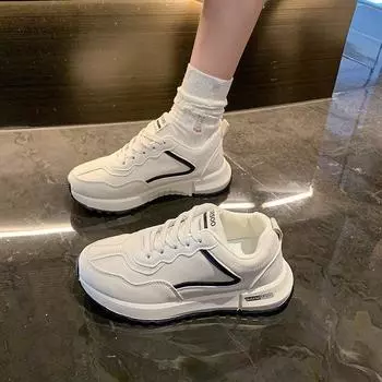 Forrest Gump shoes women s thick soles increase in height 2024 spring and autumn new Korean version fashion casual running sports little whi 35 красный