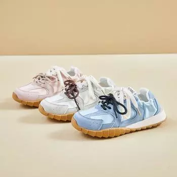 Forrest Gump Shoes Women s Versatile Sports and Leisure Shoes Summer Breathable Flat-bottomed Thick-soled Lace-up German Training Shoes 35 розовый