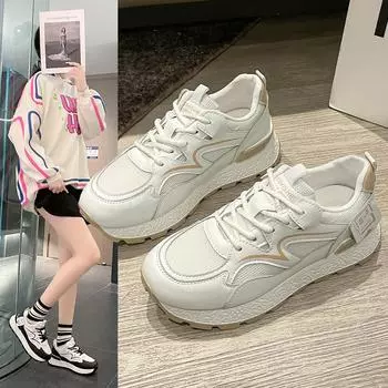 Forrest Gump Shoes Женская верхняя одежда Весна Новые дышащие сетчатые спортивные туфли Студенческая платформа Маффин Повседневная обувь 35 хаки