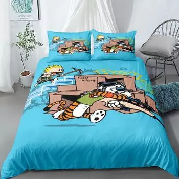 Fort Night Cartoon Duvet Cover Set King Queen Double Full Twin Single Bed Linen Set 135x200cm