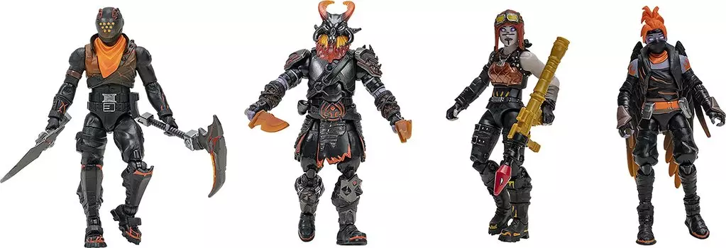 Fortnite Squad Mode Magma Squad фигурки 4 дюйма черного цвета, примерно 10 см в высоту каждая FNT0018 (4 шт.) чёрный