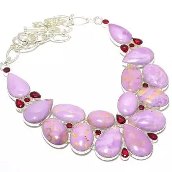 Фосфодерит, гранатовый драгоценный камень, серебряное ожерелье ручной работы 925 пробы 18 дюймов JCN380-31