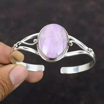 Фосфосидеритовый браслет Стерлингового серебра 925 пробы Браслет-манжета Ювелирные изделия из натуральных драгоценных камней Регулируемый браслет Дизайнерские ювелирные изделия ручной работы Подарок для женщин