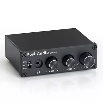 Fosi Audio Q4 DAC усилитель для наушников небольшой мини стерео оптический цифровой компактный усилитель для наушников Duck вход 192 кГц совместим с совместим с чёрный