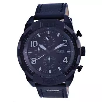 Fossil Bronson Кожаный хронограф с черным циферблатом Кварцевые мужские часы FS5874