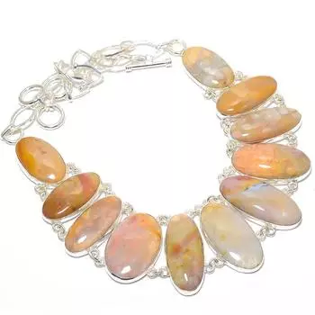 Ожерелье из серебра 925 пробы с драгоценными камнями из ископаемых кораллов, 18 дюймов JCN406-12