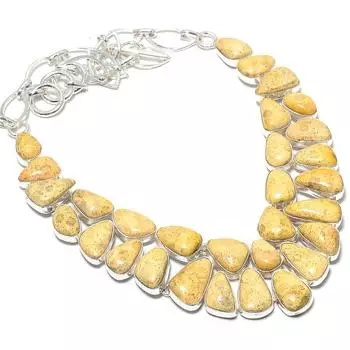 Ожерелье из серебра 925 пробы с драгоценными камнями из ископаемых кораллов, 18 дюймов JCN484-157