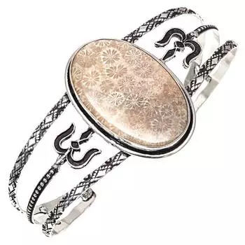 Fossil Coral Gemstone Handmade Jewelry Cuff Bracelets 7 Adjustable