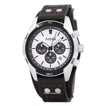 Fossil Cuff Chronograph Tan Leather CH2565 Мужские часы серебряный
