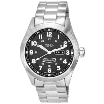 Fossil Defender Solar Powered Stainless Steel Black Dial FS5976 100M Мужские часы