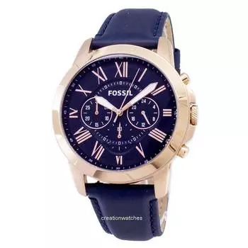 Fossil Grant Chronograph Синий кожаный ремешок FS4835 Мужские часы синий