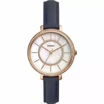 Fossil Jocelyn 36 мм синий кожаный ремешок корпус кварцевые MOP циферблат аналоговые часы ES4456 женские