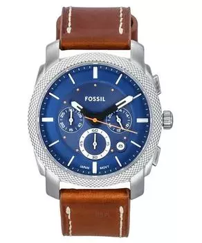 Fossil Machine Chronograph кожаный ремешок синий циферблат кварцевые мужские часы FS6059