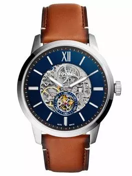 FOSSIL me3154 TOWNSMAN 48MM АВТОМАТИЧЕСКИЕ КОРИЧНЕВЫЕ КОЖАНЫЕ ЧАСЫ Мужские часы с автоподзаводом из синей коричневой кожи [предмет]