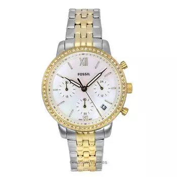 Fossil Neutra Chronograph двухцветный нержавеющая сталь белый перламутровый циферблат кварцевые женские часы ES5216 мать жемчужного