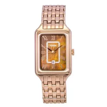 Fossil Raquel Розово-золотистый тон Нержавеющая сталь Коричневый Перламутровый циферблат Кварцевые ES5323 Женские часы коричневый