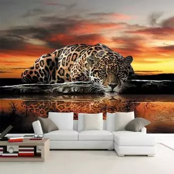 Фото на заказ 3D животное Тигр Леопард Настенные обои Гостиная Спальня Диван Фон Домашний Декор Плакат Настенная живопись Фреска 300cm (W) x 200cm (H)