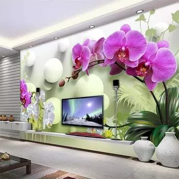 Фото обои 3D Стереоскопический Шар Цветок Современный ТВ Фон Декор Стены Плакат Интерьер Спальня Гостиная Диван Фреска Обои Покрытие 300cm (W) x 200cm (H)