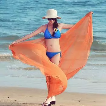 Фото Платье Аксессуары Солнцезащитный Шарф Женские Накидки Корейский Стиль Шаль Летний Большой Шарф синий