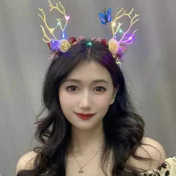 Фото реквизит украшения для вечеринок повязка на голову с ушами лося светящаяся повязка на голову фея олень ухо женская одежда для волос C