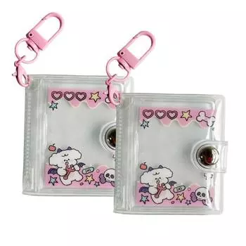 Фотоальбом-мини-брелок для ключей, фотоальбом на 8 листов, 16 кармашков, розовый, 2 шт.