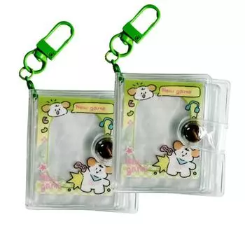 Фотоальбом мини-брелок для ключей фотоальбом 8 листов 16 кармашков, зеленый, 2 шт.