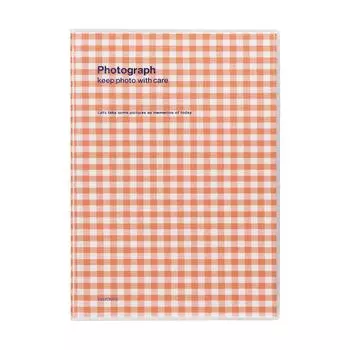 Фотоальбом PD, базовый размер Gingham ML, вмещает 40 альбомов, памятный тип переплета, клейкая основа [Delfonics] (оранжевый) оранжевый