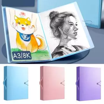 Фотоальбом со стразами A3, 60 страниц, прозрачные карманы, дизайн с пряжкой, удобная защита при переноске, устойчивая к трещинам папка синий