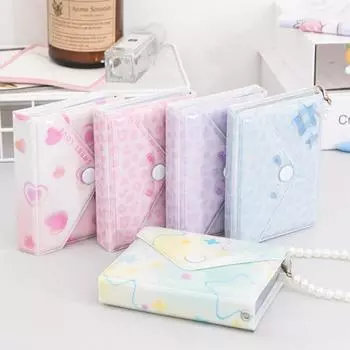 Фотоальбом в виде сумки-конверта, трехдюймовая одинарная сетка, мини-книжка для хранения карт Polaroid, в комплект входят аксессуары в виде цепочки из жемчуга 14 sheets/28 cards