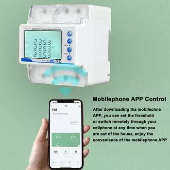 Фотоэлектрический счетчик Tuya WiFi 3P4W, трехфазный переключатель повторного включения, интеллектуальный защитный ЖК-дисплей с повторным включением разноцветный