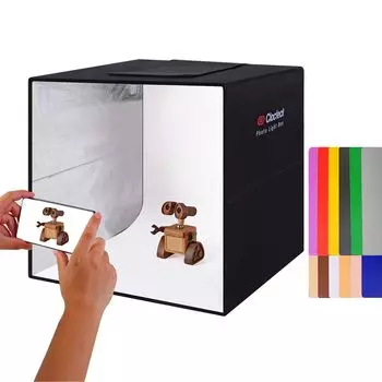 Фотобокс ClocTeck Photo 40 см, складной, светодиодное освещение, 160 светодиодов, 6 фоновых бумаг, 12 регулируемых цветов, высокая яркость, идеально подходит для фотографирования небольших предметов