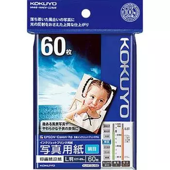 Фотобумага KOKUYO для струйной печати, бумага-основа, шелковистая, размер L, 60 листов KJ-F12L-60