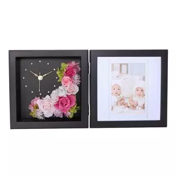 Фоточасы с консервированными цветами Arvo Gift Studio x [Original HappySmile] (Коричневый Розовый)