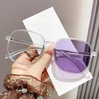 Фоточувствительные меняющие цвет очки для близорукости, большая оправа без макияжа, студенческие взрывы, антисиняя плоская зеркальная оправа для очков в стиле ретро -100