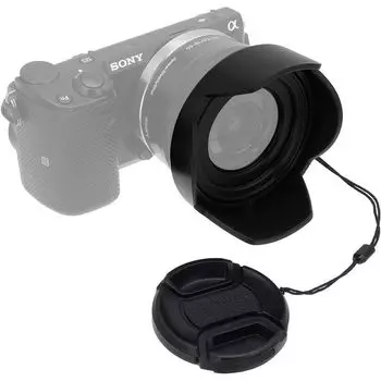 Fotodiox комплект реверсивных бленд объектива Sony E PZ OSS E Mount Power Zoom Lens реверсивная бленда Tulip Flower с крышкой комплект объектива 16-50 мм F3.5-5.6 f/Sony