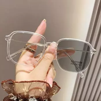 Фотохромное плоское зеркало с защитой от синего света для женщин в большой рамке, универсальные, утягивающие, простые студенческие очки для близорукости для мужчин, готовые 0 degree anti-blue light