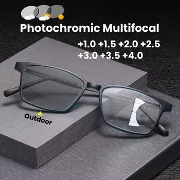 Фотохромные мультифокальные очки для пресбиопии Новые деловые очки с защитой от синего света Оптические очки по рецепту +1,0 ДО +4,0 +350 чёрный