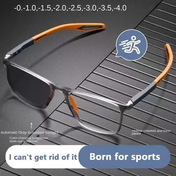 Фотохромные очки для близорукости с блокировкой синего света, изменяющие цвет компьютерные квадратные модные спортивные очки минус диоптрии, новинка 0