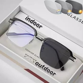 Фотохромные очки для чтения с высоким разрешением, мужские антисиние очки для пресбиопии, металлические модные классические очки для дальнозоркости 0