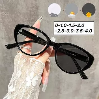 Фотохромные очки «кошачий глаз» для женщин, унисекс, модные очки для коррекции близорукости, мужские и женские очки для близорукости 0-1,0-4,0 0