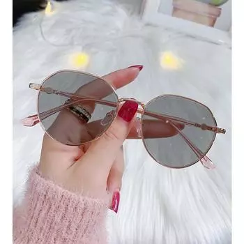 Фотохромные очки, плоские очки с защитой от синего света, модные металлические оправы интернет-знаменитостей, очки для близорукости с открытым лицом для девочек -0 degree anti-blue light
