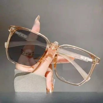 Фотохромные очки с антисиним светом в большой оправе, плоское зеркало, полигональные очки, очки для близорукости