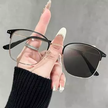 Фотохромные очки с защитой от синего света для мужчин и женщин, винтажные очки с защитой от синего света, металлические очки в стиле ретро с полной оправой, квадратные очки