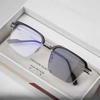 Фотохромные очки с защитой от синего света, новые рамки для бровей знаменитостей в Интернете, мужские фотохромные очки высокой четкости, очки с защитой от УФ-лучей -50